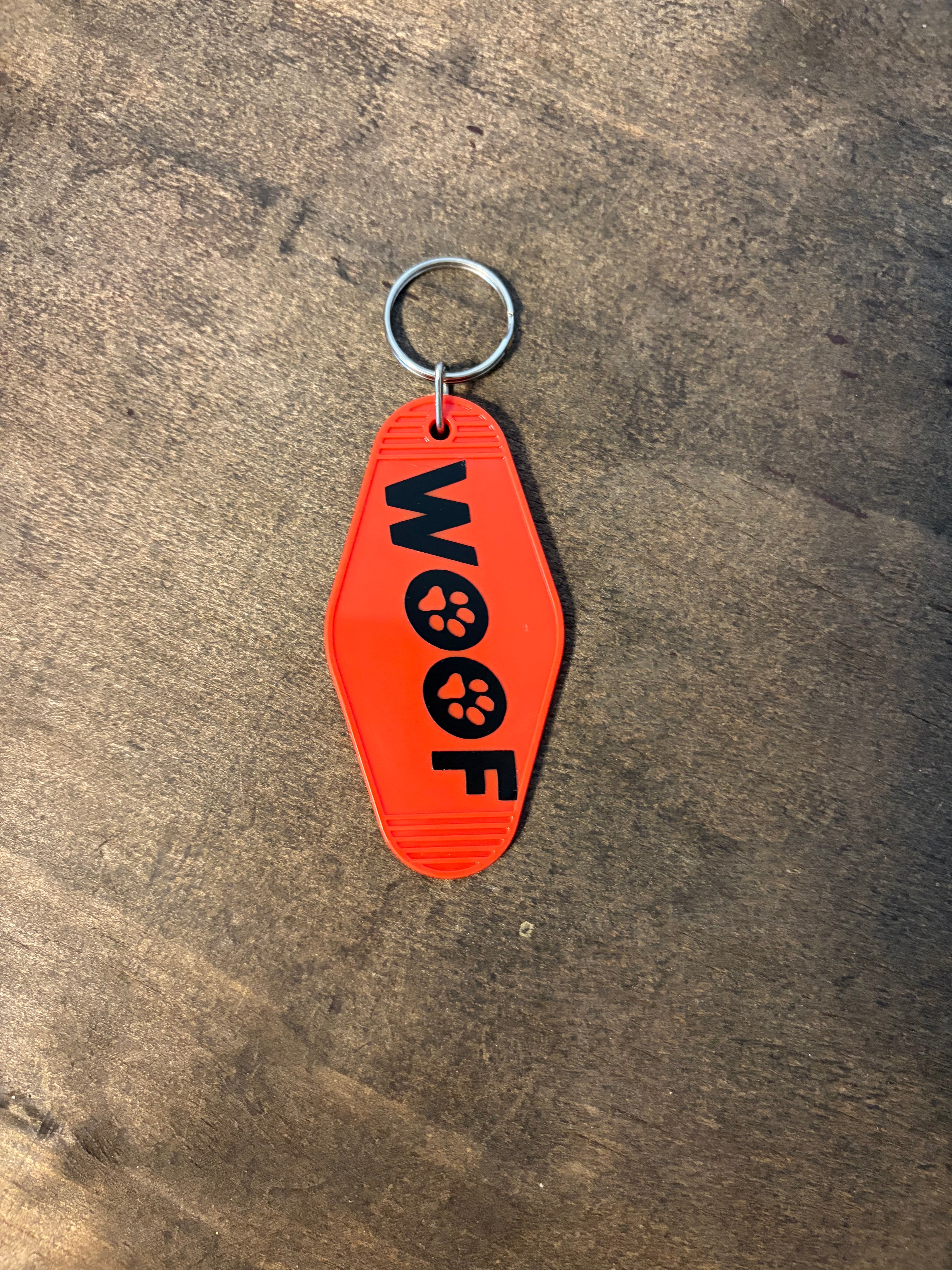 Woof Motel Keychain